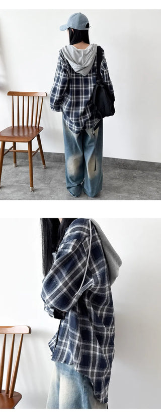 Check Hooded Shirt