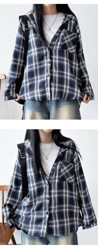 Check Hooded Shirt