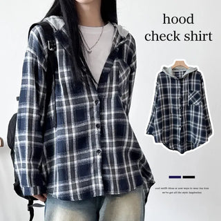 Check Hooded Shirt