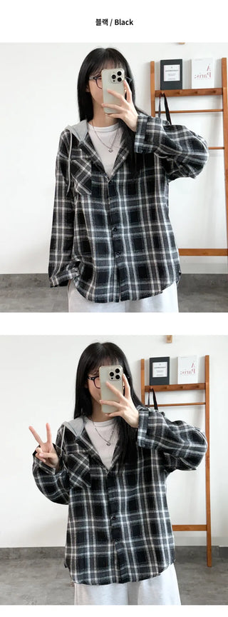 Check Hooded Shirt