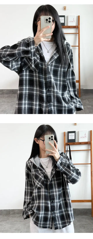 Check Hooded Shirt