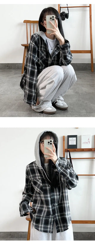 Check Hooded Shirt