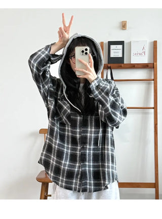 Check Hooded Shirt