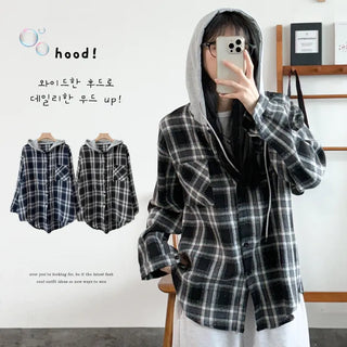 Check Hooded Shirt