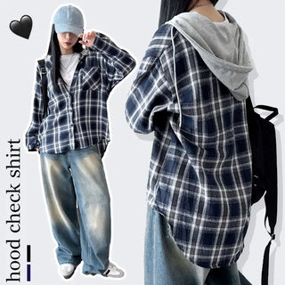 Check Hooded Shirt
