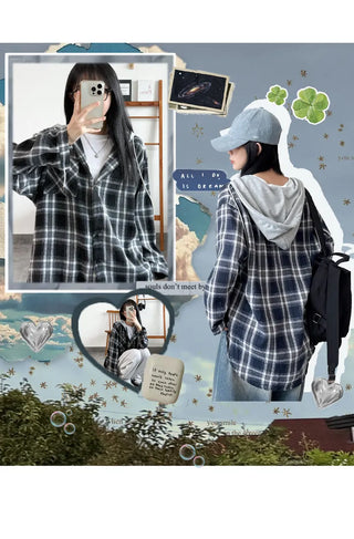 Check Hooded Shirt