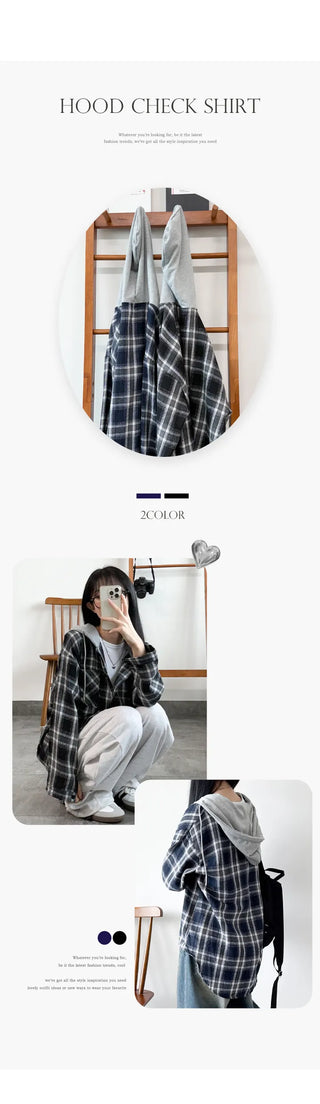 Check Hooded Shirt