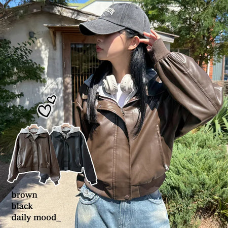 Leather Hooded Jacket