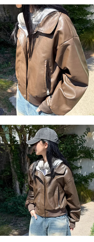 Leather Hooded Jacket