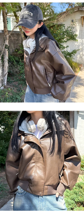 Leather Hooded Jacket