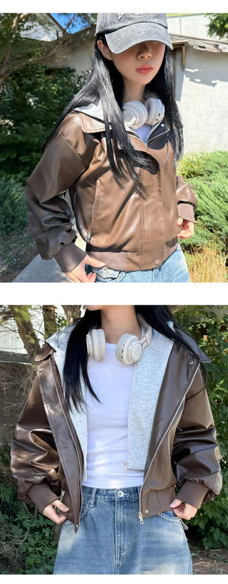 Leather Hooded Jacket
