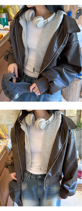 Leather Hooded Jacket