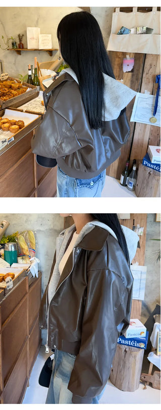 Leather Hooded Jacket