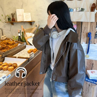 Leather Hooded Jacket