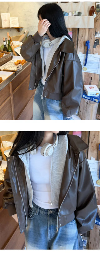 Leather Hooded Jacket