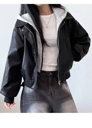 Leather Hooded Jacket