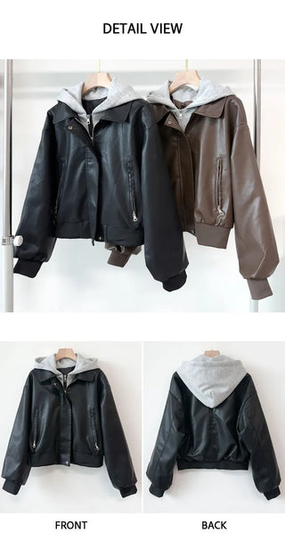 Leather Hooded Jacket