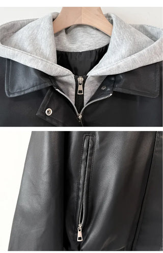 Leather Hooded Jacket