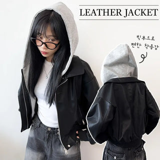 Leather Hooded Jacket
