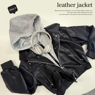 Leather Hooded Jacket