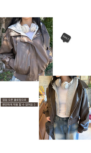 Leather Hooded Jacket