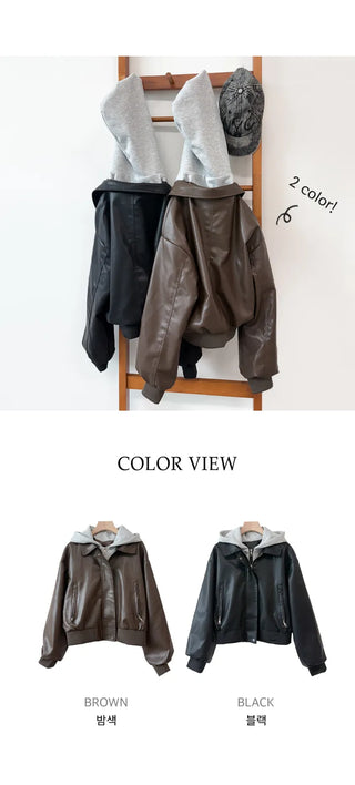 Leather Hooded Jacket