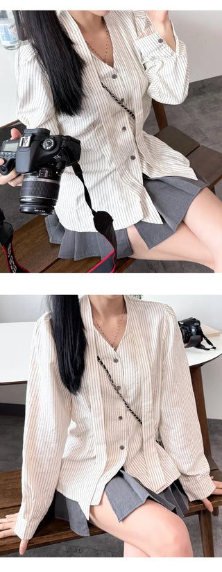 Striped Ribbon Blouse