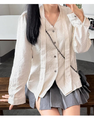 Striped Ribbon Blouse
