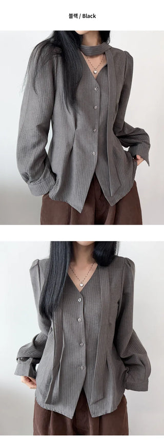 Striped Ribbon Blouse