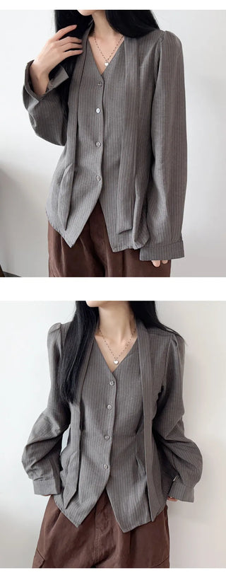 Striped Ribbon Blouse
