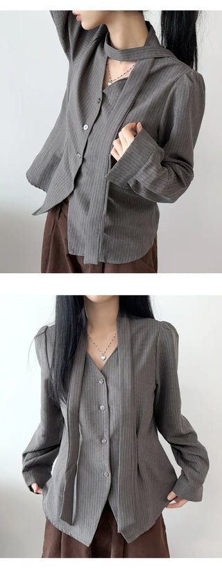 Striped Ribbon Blouse