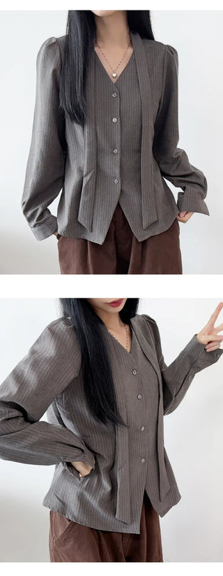 Striped Ribbon Blouse