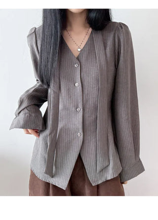 Striped Ribbon Blouse