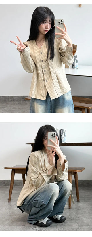 Striped Ribbon Blouse