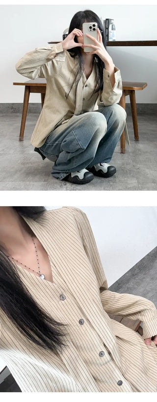 Striped Ribbon Blouse