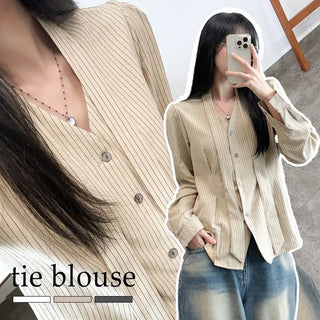 Striped Ribbon Blouse