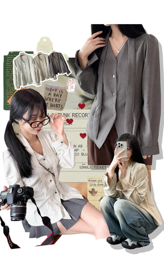 Striped Ribbon Blouse