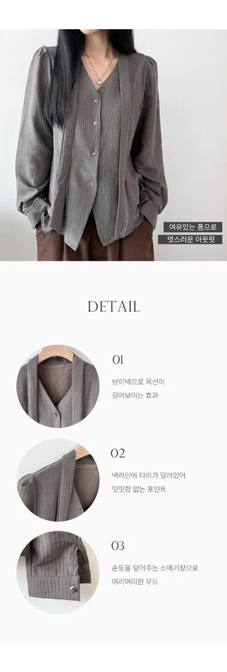 Striped Ribbon Blouse