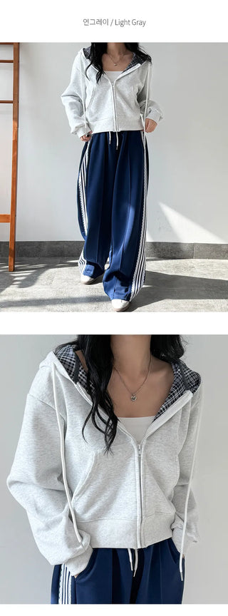 Check Zip Hoodie