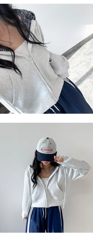 Check Zip Hoodie