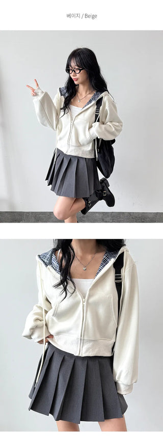 Check Zip Hoodie