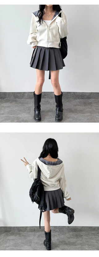 Check Zip Hoodie
