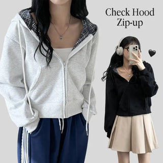 Check Zip Hoodie