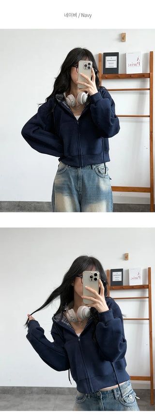 Check Zip Hoodie