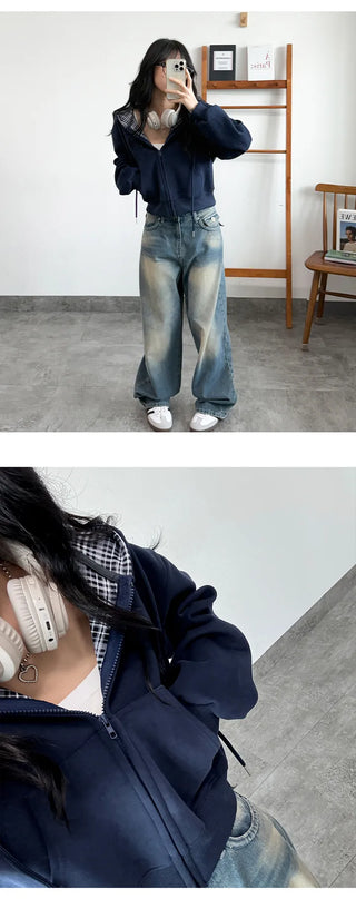 Check Zip Hoodie