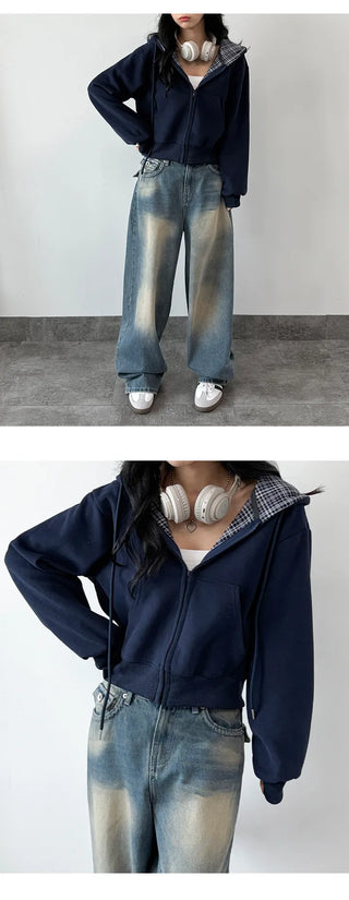 Check Zip Hoodie