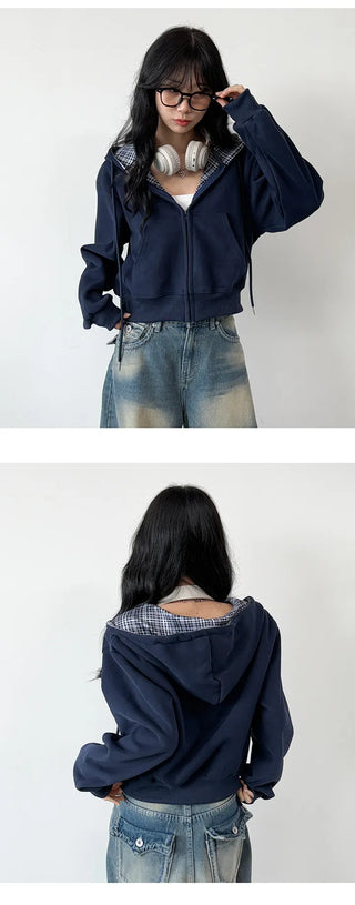 Check Zip Hoodie