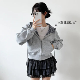 Check Zip Hoodie