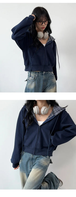 Check Zip Hoodie