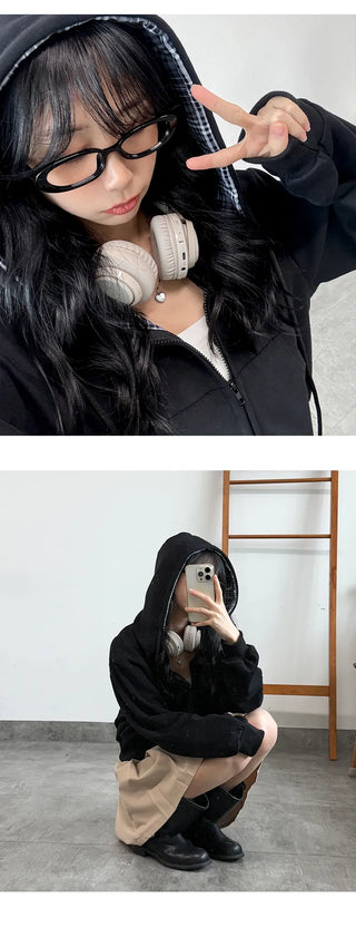 Check Zip Hoodie
